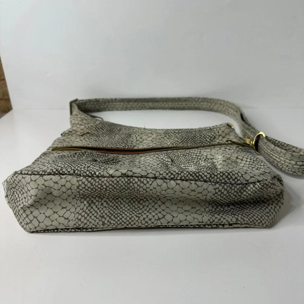 Travelon Snakeskin Print Crossbody Bag Anti-Theft RFID Shielded Gray Adjustable